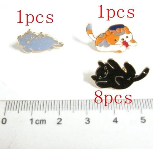 Mixed 10pcs/ lot fashion jewelry accessories metal enamel cute kitty cat button pin brooch