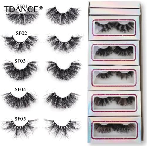 TDANCE Fluffy Mink Lashes Wholesale 25mm Lash 10/50/100 Pairs Handmade Long Messy Eyelashes Set 25mm Lashes Bulk Makeup Eyelash
