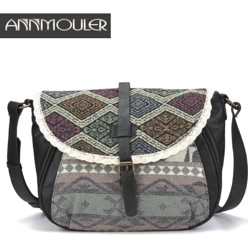 Vintage Women Shoulder Bag High Quality Crossbody Bag Lace Flower Tote Purse Bohemian Style Women Bag Designer Messenger Bag