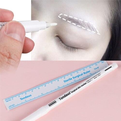 Waterproof Unisex Eyebrow Scribe Tool White Surgical Skin Marker Pen Tattoo Marker Pen White Skin Surgical Marker