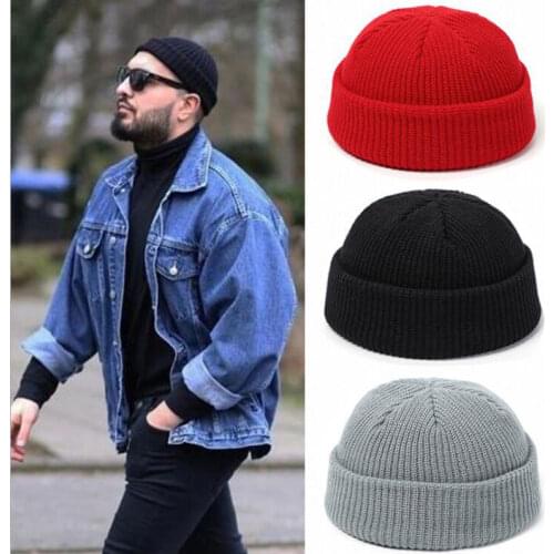 Knitted Hats for Women Skullcap Men Beanie Hat Winter Retro Brimless Baggy Melon Cap Cuff Docker Fisherman Beanies Hats For Men
