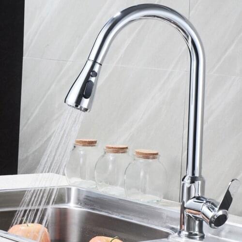 ͭCopper wash basin faucet Kitchen sink pull-out retractable hot and cold dishwashing two-stage faucet