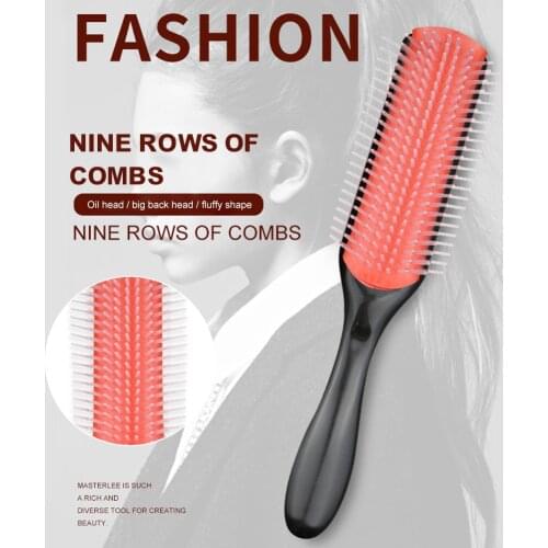 High Quality 9-Rows Detangling Hair Brush Denman Detangler Hairbrush Scalp Massager Straight Curly Wet Hair Comb dropshipping