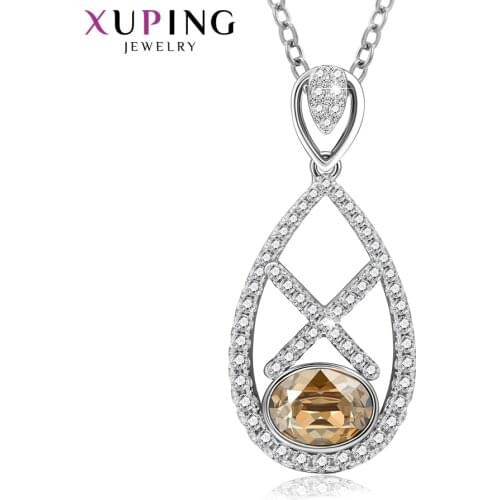 Xuping Jewelry Fashion Classic Crystal Necklace with Rhodium Plated for Women Girls Exquisite Gifts 40371