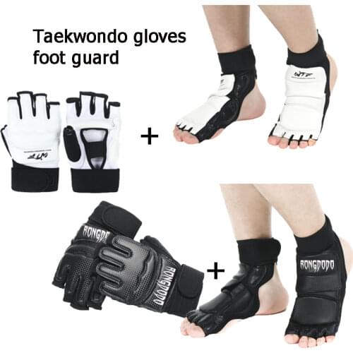 4pcs Taekwondo Foot Gloves Adults Kids Hand Finger Palm Protector Boxing Gloves Karate Combat Martial Arts Socks Equipment