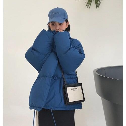 Women Winter Warm Red Parkas Coat Loose Korean Puffy Cotton Padded Jacket Fashion Woman 2021 Short Bread Overcoat Mujer Chaqueta