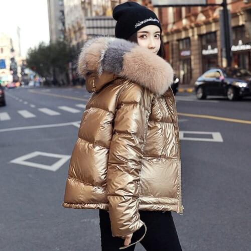 Large Real Natural Fox Fur 2020 Winter Jacket Women Down Parkas Coats Hooded White Duck Down Jacket Double Sided Waterproof Coat