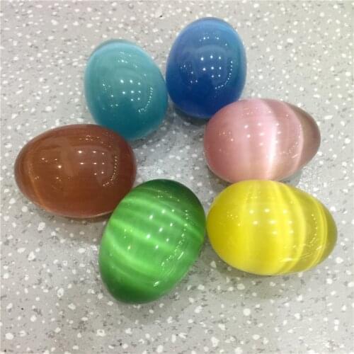 1PC Natural Cats Eye Stone Egg Different Color Gemstone Massage Yoni Egg Crystal Reiki Healing Chakra Stone Home Decoration