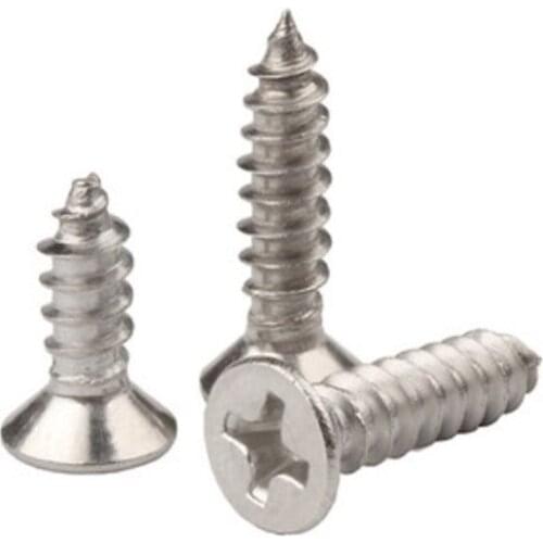 10-100pcs M1 M1.2 M1.4 M1.7 M2.2 M2.6 M3 M4 M5 M6 304 stainless steel Cross Phillips flat countersunk Self tapping Wood Screw