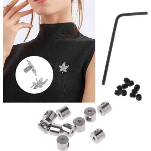 10Pcs Pin Keepers Pin Safe Locks Pin Backs Clasp Locking Pin Keeper Backs Brooch PIn Locking Pin Backs With Wrench Tools