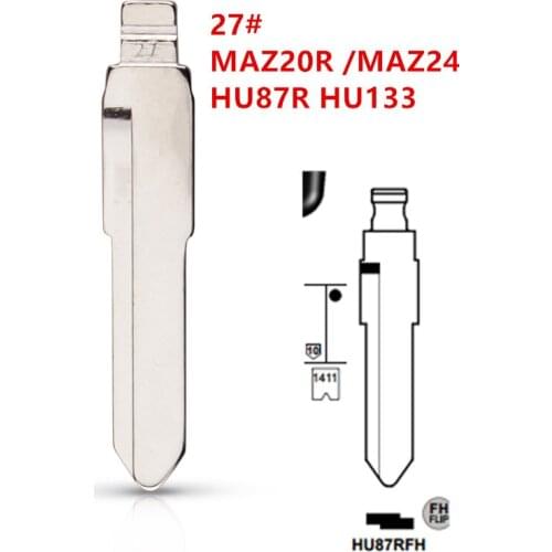 10pcs Uncut flip Metal key blade 27# MAZ20R MAZ24 HU87R HU133 for mazda suzuki for KD keydiy xhorse VVDI remotes universal No.27