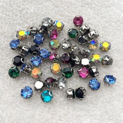 100pcs 6mm Resin Round Base Crystal Rhinestones AAA Claw Drill Clear Crystal AB Rhinestone Sewing on Garments