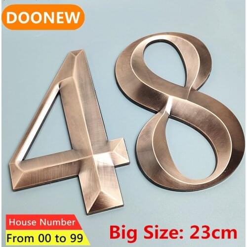 2pcs/Pack 23CM 3D Big Size House Number Sticker Plastic Door Plate Modern Address Plaque Hotel Digits Sign Red Bronze Color 0-99
