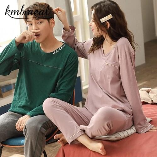 2021 Womens Pajamas Casual Couple Solid Cotton Homewear Suit Men Winter long-sleeved Autumn Loose Sleepwear Women Plus Size 3xl
