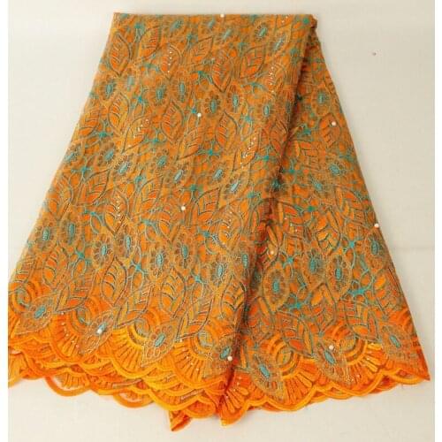 5 yards Orange&Blue African Lace Fabric Embroidered Nigerian Laces Fabric Bridal French Tulle Lace Fabric For Women Dress