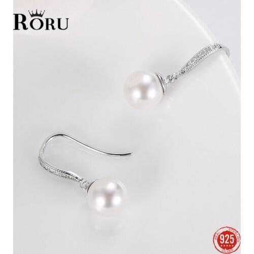925 Sterling Silver Earring Female With Stones Jewelry For Women Dangling Baroque Natural Pearls White Wedding Earring