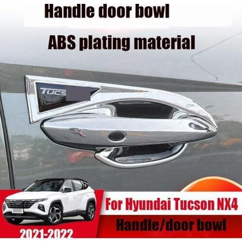 ABS carbon fiber electroplated silver side door handle cover modified decoration for Hyundai Tucson 2021 2022 scratch-resistant