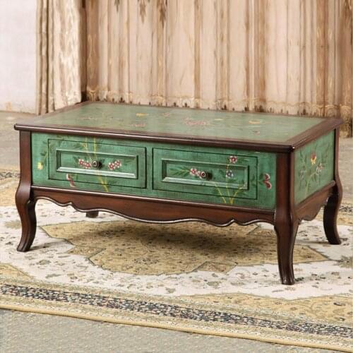 American Retro Coffee Table Painted Boutique Coffee Table Matte Green 1.2 Meters Coffee Shop One Low Table Living Room Furniture