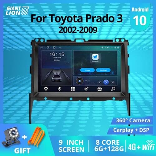 2DIN Android10 Car Radio For Toyota Land Cruiser Prado 120 3 III 2002-2009 Stereo Receiver GPS Navigation Car Multimedia Player