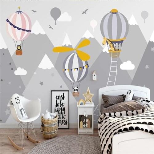 Beibehang Cartoon hot air balloon small animal wallpaper children room Mural Wall Paper Bedroom Photo Wallpaper Room Home Decor
