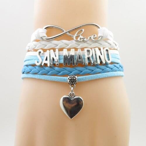 Infinity love san marino Bracelet heart Charm san marino national flag bracelets & bangles for Woman and man jewelry