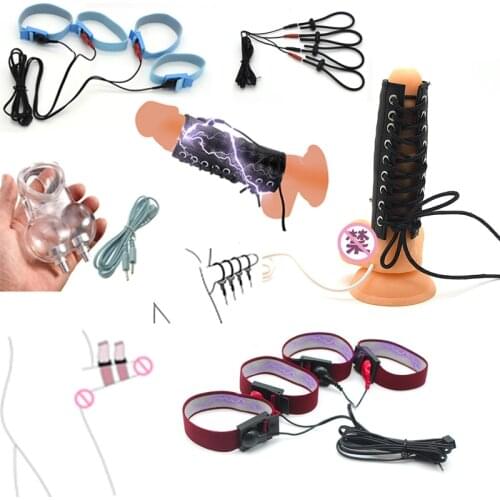 Electro Shock Conductive Fibers Penis Ring,Electro Shock Accessories,Penis Extender Enlargement Rings Cock Ring Sex Toys For Man