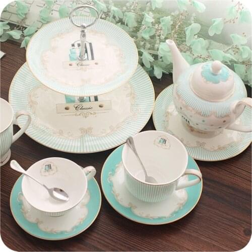 European Coffee Cup Set Blue Bone China English Afternoon Tea Ceramic Coffee Cup And Saucer Gift Box Set Party Drinkware