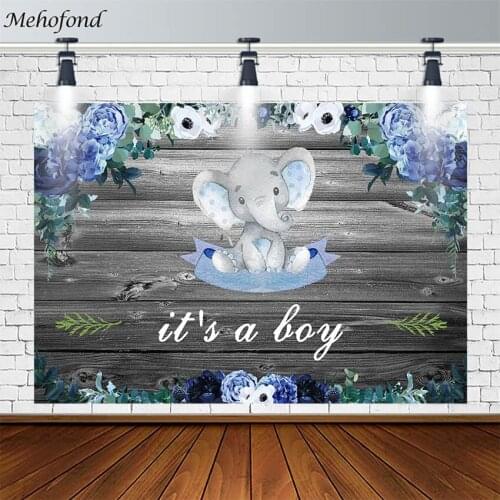 Mehofond Baby Shower Backdrops Elephant Flowers Board Boy Photography Backgrounds Photo Studio Photozone Photophone Decor Props