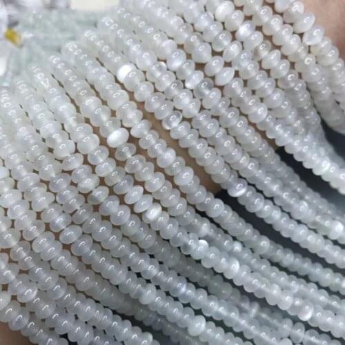 ICNWAY Natural 3x5mm White Moonstone Roundel Gemstone Beads for Silver 925 Jewelry Making DIY Necklace 15inch