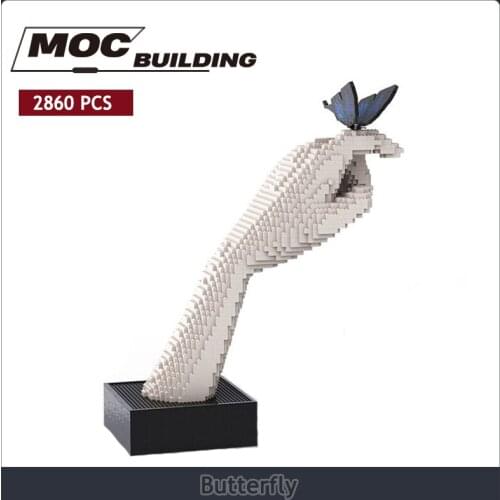 Classic simulation technology insect butterfly building block MOC childrens toy gift white hand-shaped butterfly building block