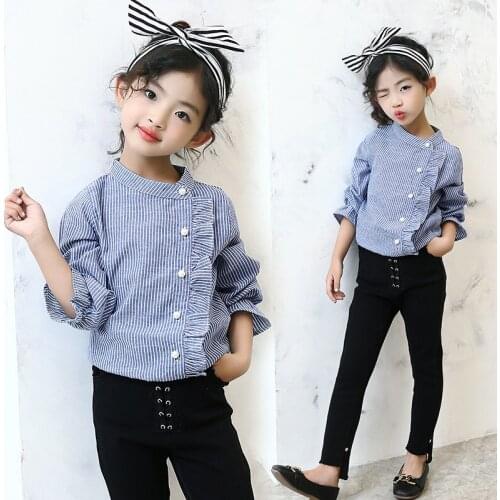 Girls Clothing Set 2019 Autumn Kids Clothes Striped Cotton Blouse+Girls Leggings 2-piece Suits Children Clothing Set 4-14Y