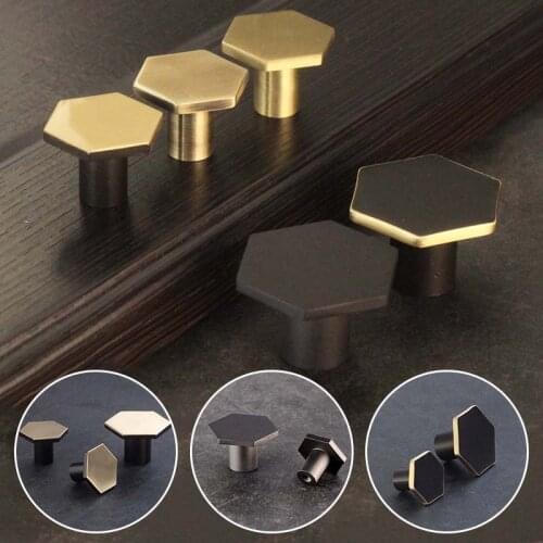 Hexagon Shape Brass Dresser Knobs Drawer Pulls Handles Cabinet Door Knob Handle Simple Gold Kitchen Hardware Pull