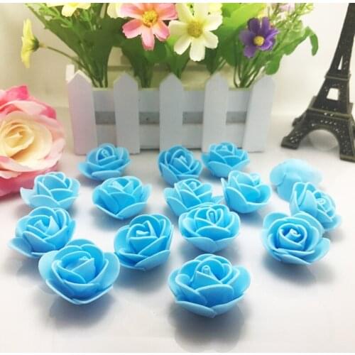New 10 PCS/Bag Blue PE Foam Rose Flower Head Handmade DIY Wedding Home Decoration Multi-use Artificial Rose Flower 15 Color