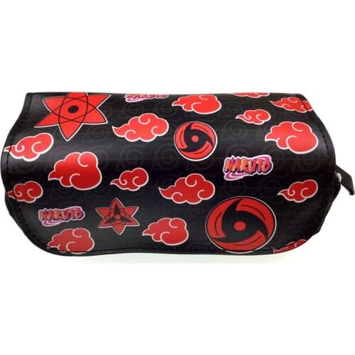 New anime Ninja double pencil case double zipper red cloud stationery case printed wallet multi function prop