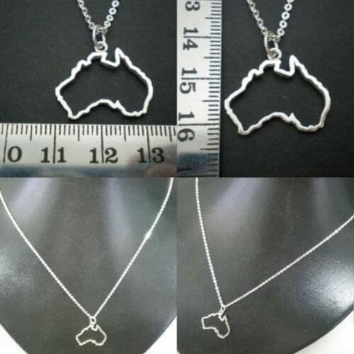 Hollow Outline Australia National urban geography Map Necklace - Sydney, Melbourne, Perth, Brisbane, Tasmania Geek jewelry