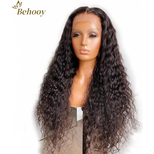 Long Deep Curly Hair Synthetic Water Wave Lace Front Wig For Black Women Lace Front Wig Glueless Heat Resistant Natural Hairline