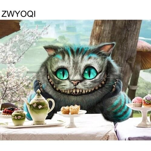 Full Square Diamond painting Cross stitch Cat afternoon tea 5DDIY Diamond embroidery Full Round Diamond mosaic Cat afternoon tea