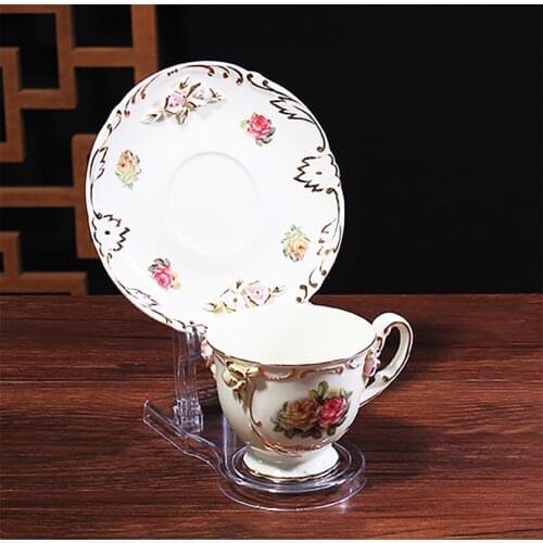 Clear Teacups and Saucer Display Easel Stand Holder