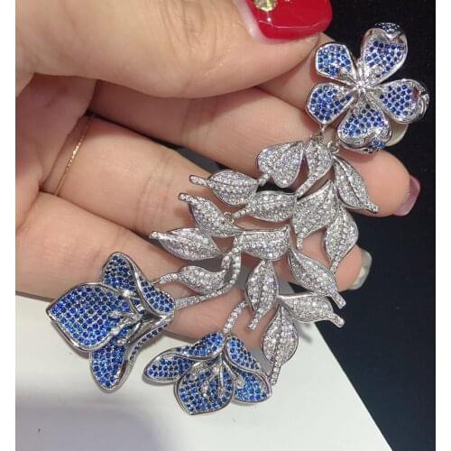 Luxury Flower AAA inlay Cubic Zirconia Crystal Rhinestone Silver Pendant Accessories DIY Pearl Beaded Necklace Making Findings