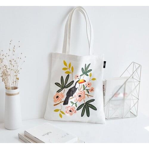 Foldable Shoulder Bag 2021 New Women Canvas Bag Eco Reusable Shopping Bags Girls Students Fashion Tumblr Graphic Handbag Tote