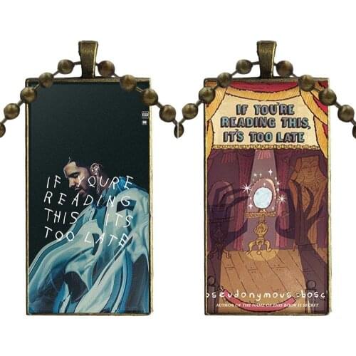 Glass Cabochon Pendant Necklace Rectangle Fashion Necklace For Women If You're Reading This Its Too Late Cool