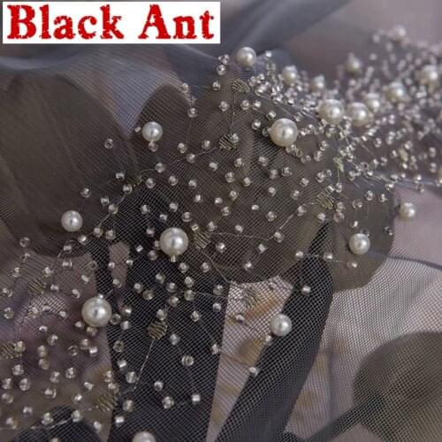 Gray White Tulle Curtain French Light Luxury Pearl Sheer Fabric Curtain For Living Room Kitchen Drape Panel Bay Balcony zh452#40