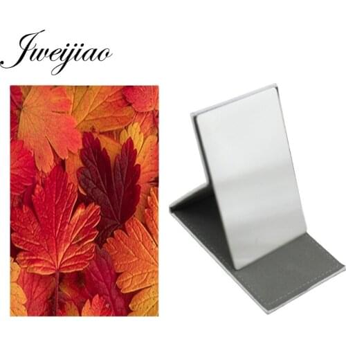 Youhaken Maple Leaf Fashion Tasteful Makeup Small Makeup Mirror Stainless Steel Leather Gifts for Friends Girl Pocket Mirror