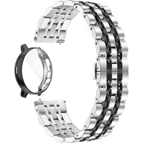 Screen Protector Case with Band for Samsung Galaxy Watch Active 2 40mm 44mm Bracelet Active2 Stainless Steel Strap and TPU Cover