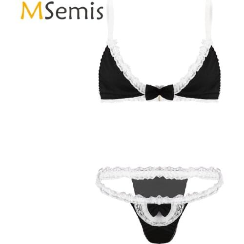 Womens Bikini Set Swimwear Swimsuit Bowknot Lace Trim Three-piece Sexy Cosplay Nightwear Ladies Erotic Lingerie Suit Underwear