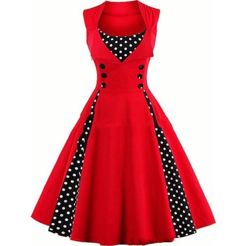 Women Robe Retro 2018 Vintage Dress 50s 60s Rockabilly Dot Swing Pin Up Summer Party Dresses Elegant Tunic Vestidos Casual