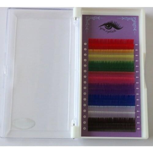 0.07,8colors,colored Faux mink individual eyelashextension,volume lashes extension for professionals,colorful soft mink eyelash