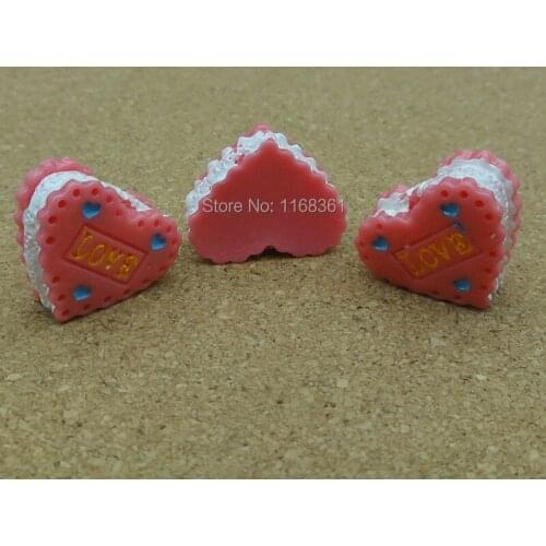 1pcs/lot resin flat back blue love hot pink cake 15mm Cabochons Hair Bow Center Card Frame Making Craft DIY B013-6