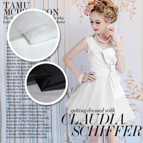 130cm wide white and black solid color pure silk organza fabric material