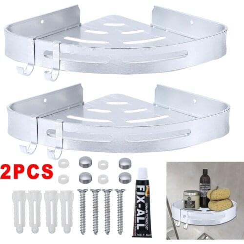 2 Tiers Corner Storage Holder Shelves Bathroom Shampoo Cosmetic Shower Kitchen Storage Rack Organizer Bath Accessories